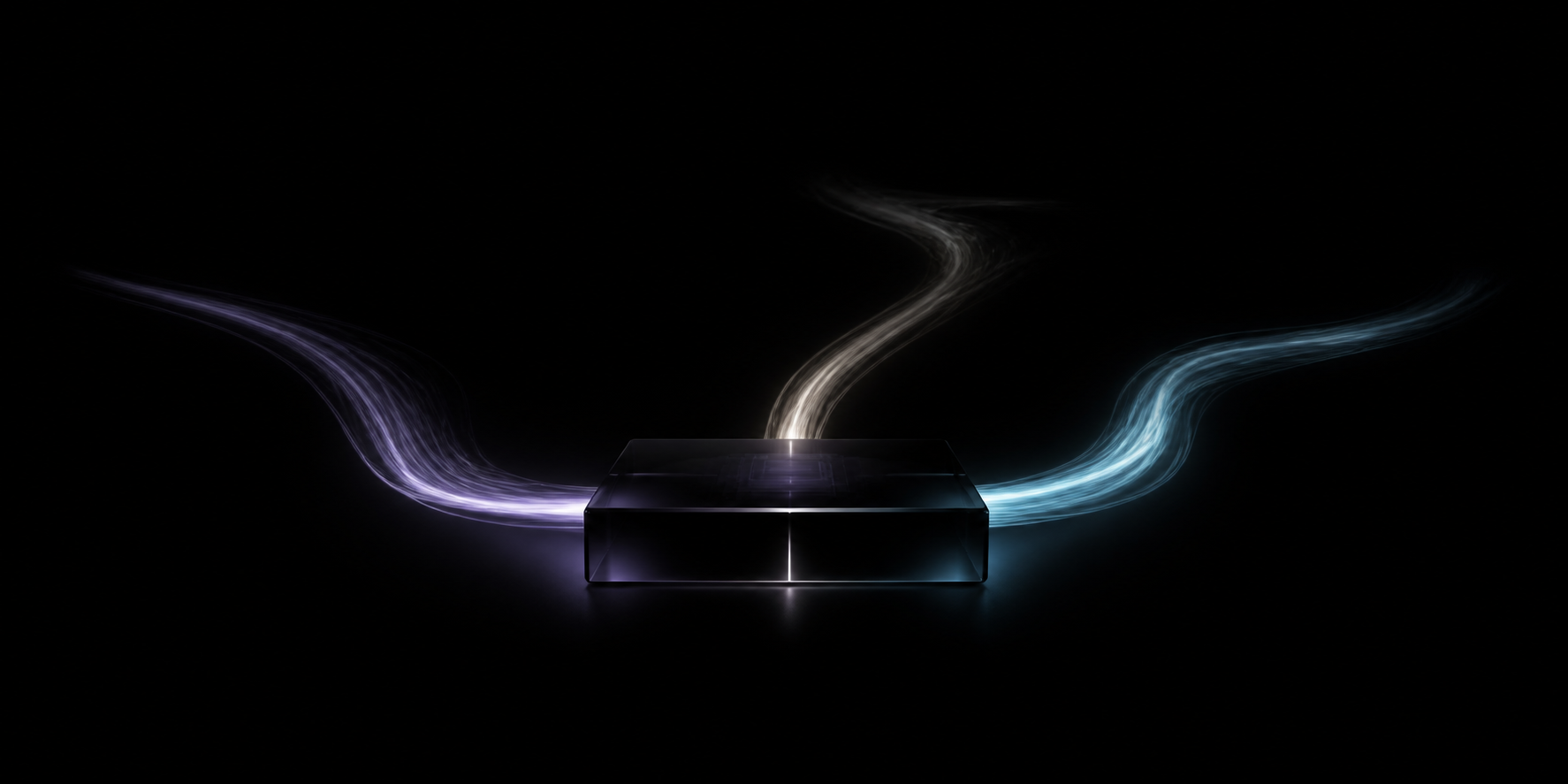 A dark glass OpenMagia core extending into luminous plugin pathways